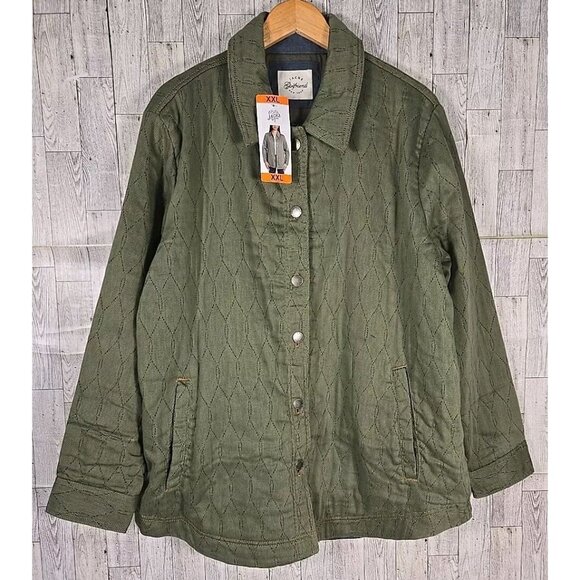 JACHS Jackets & Blazers - Jachs Girlfriend Jacket Olive  Quilted Look Button Womens (Green, XX-Large)